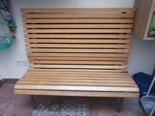 Banco de patio de madera y metal 125 de largo 113