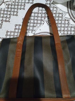 Borsa Fendi Pequin tela e pelle vintage