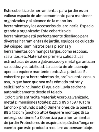 Caseta Metálica Jardín Gris