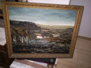 Cuadro óleo muy antiguo. marco madera. Sin firma. 