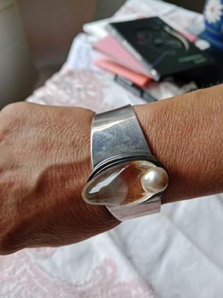 Pulsera Plata Ley con Perla y Piedra