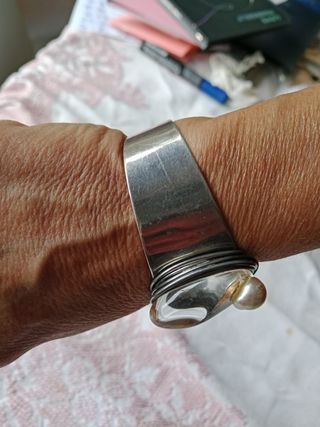 Pulsera Plata Ley con Perla y Piedra