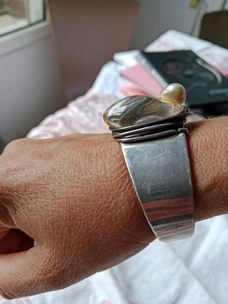 Pulsera Plata Ley con Perla y Piedra