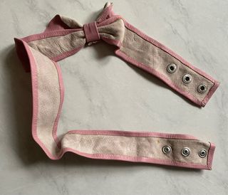 Cintura bambina pelle rosa con fiocco