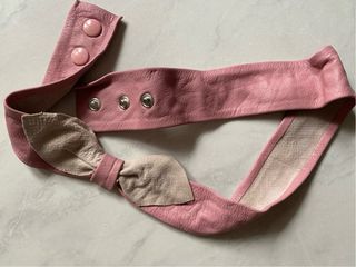 Cintura bambina pelle rosa con fiocco
