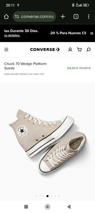 Converse Chuck 70 Wedge Platform Suede Mujer