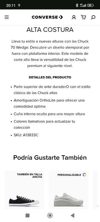 Converse Chuck 70 Wedge Platform Suede Mujer