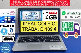 Portátil Core i7 6ª Gen 12GB RAM SSD HDMI