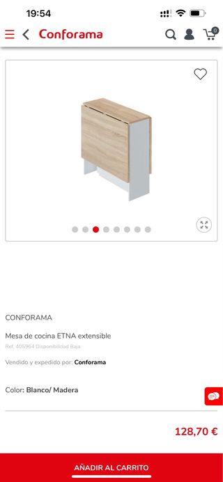 Mesa de cocina ETNA extensible Conforama