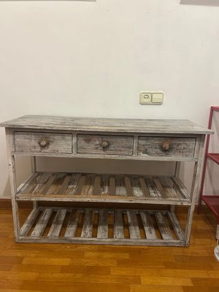 Cassettiera in legno grigio blu con cassetti. Solo ritiro