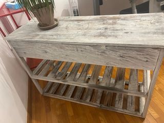 Cassettiera in legno grigio blu con cassetti. Solo ritiro