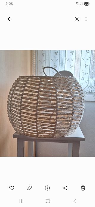 Lámpara colgante mimbre beige