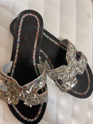 Ciabatte donna argento con strass