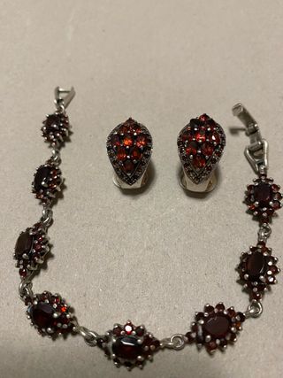 Conjunto Plata Rubí y Marquesita