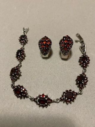 Conjunto Plata Rubí y Marquesita