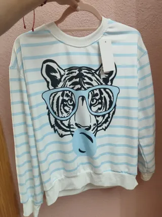 Sudadera con estampado de tigre y gafas