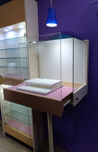 Vitrina expositora cristal y metal