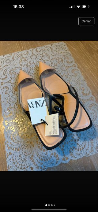 Zapatos Zara Talla 39 Beige y Negro