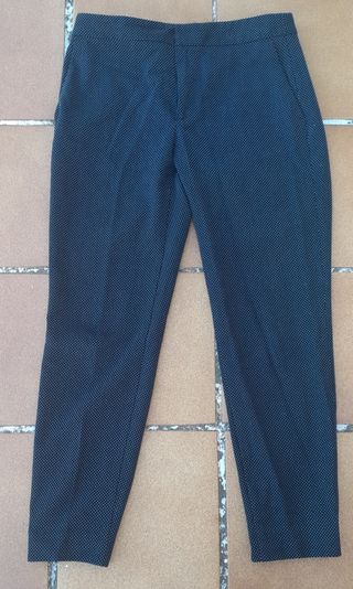Pantalón ZARA negro topitos T.36