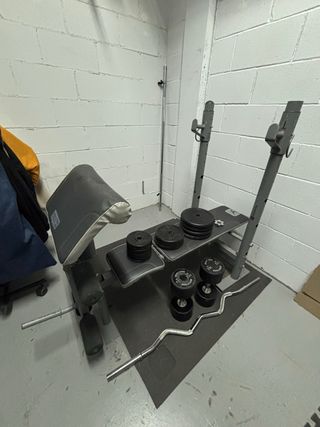 Banco Gimnasio + Pesas y Barras