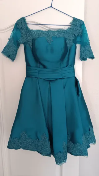 Vestido fiesta azul turquesa