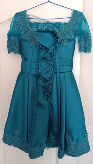 Vestido fiesta azul turquesa