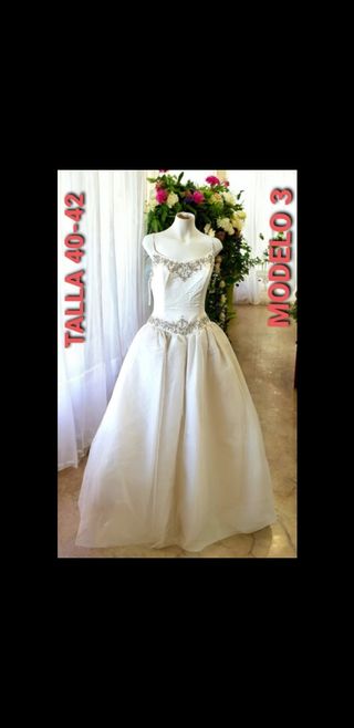 M3 - Vestido Novia Vintage Talla 40-42 Disfraz