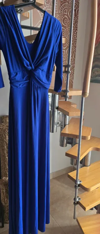 Vestido largo azul para boda o cóctel