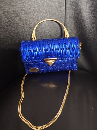 Bolso de fiesta azul y dorado
