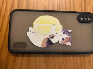 Cover iPhone X/Xs con disegno gatto e limone