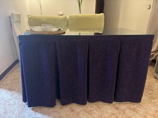 Mesa camilla rectangular tela y cristal