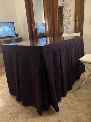 Mesa camilla rectangular tela y cristal