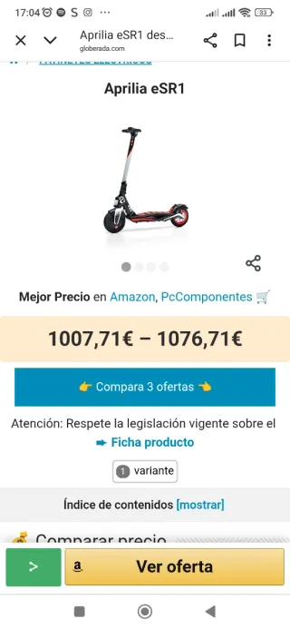 Patinete Aprilia SR1 Poco Uso