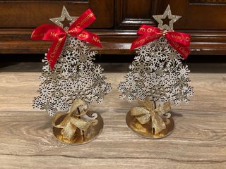 Coppia alberi Natale con brillantini