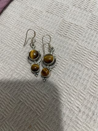 Pendientes Ojo de Tigre Plata