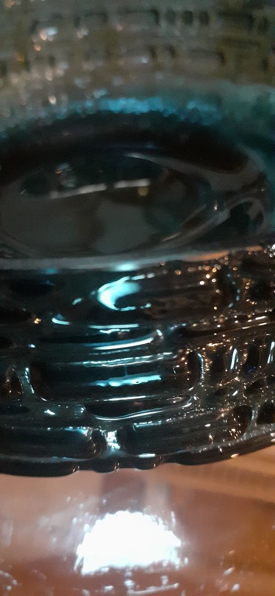 Ciotola vintage in cristallo blu ottanio