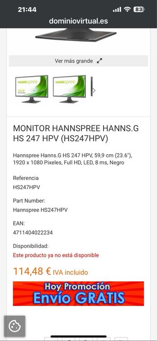 Monitor Hanns G HS247HPV Full HD 23.6