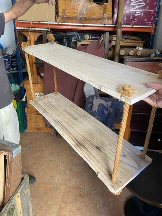 Estantería rústica madera y yute