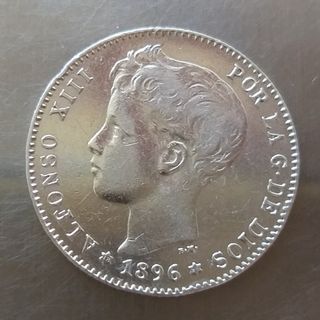 Moneda Plata 1 Peseta 1896.