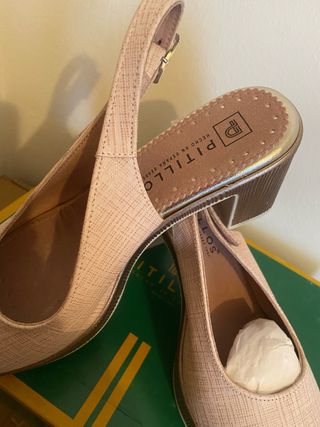 Zapatos Pitillos dorados y rosas