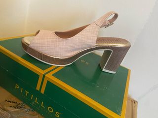 Zapatos Pitillos dorados y rosas