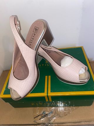Zapatos Pitillos dorados y rosas