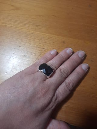 Anillo Tous Corazón Ónix Plata