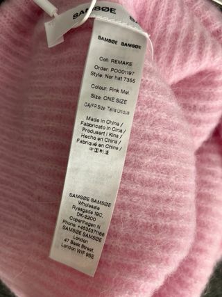 Gorro de lana rosa Samsøe Samsøe con etiqueta