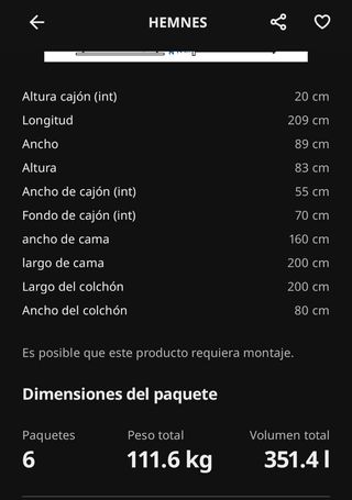 Cama Diván Ikea Hemnes Madera y Tela