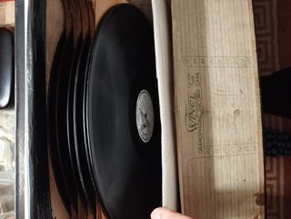 Estuche de discos de pizarra traído de Londres