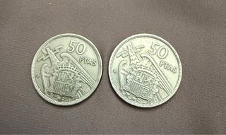 2 Monedas 50 Ptas 1957