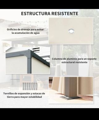 Pérgola con techo corredizo y cortinas