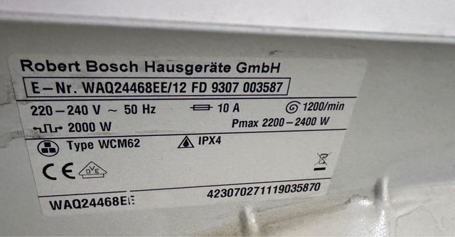 LAVADORA DE CARGA FRONTAL MARCA BOSCH DE 8 KILOS