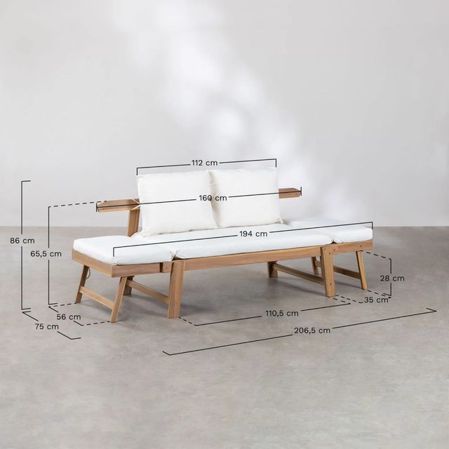 Sofá madera interior/exterior& alfombra fibra coco